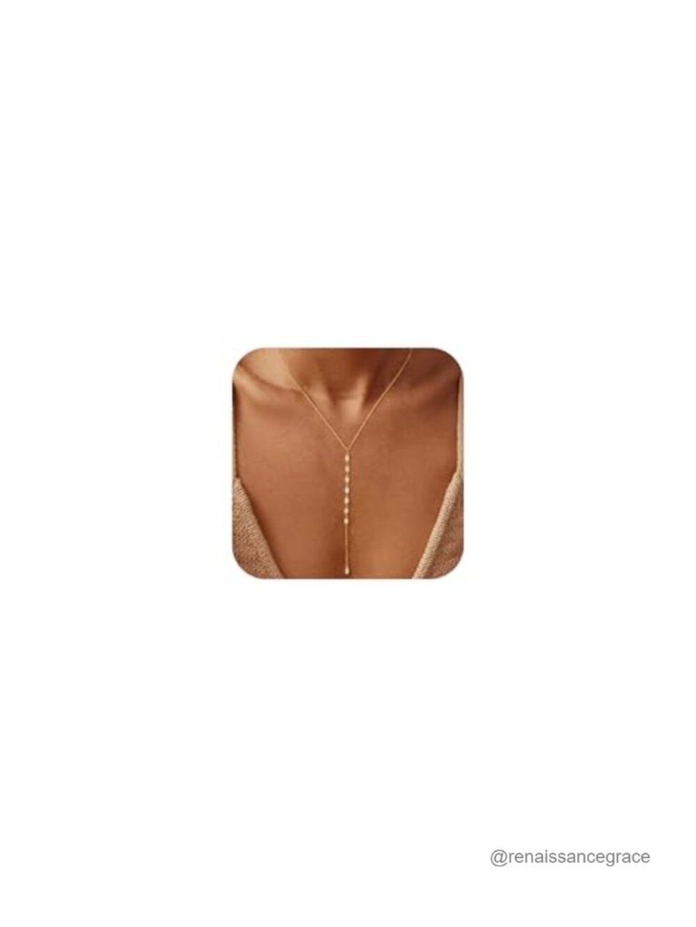 14K Gold Plated Y-Necklace CZ Dainty Layered Necklace